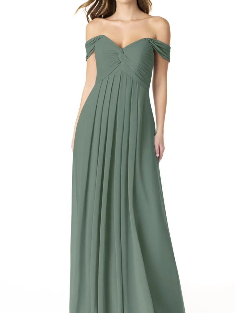 Azazie Kaitlynn Empire Ruched Chiffon Convertible Dress In Eucalyptus
